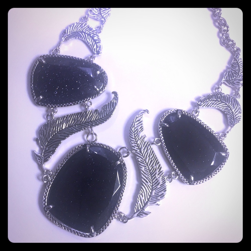Blue goldstone & silver statement necklace NOT KS